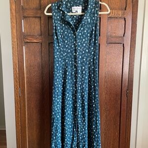 Vintage Betsy Lauren Teal Floral Maxi Dress